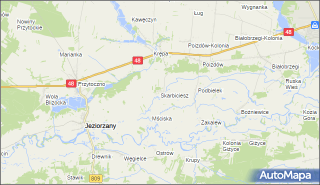 mapa Skarbiciesz, Skarbiciesz na mapie Targeo