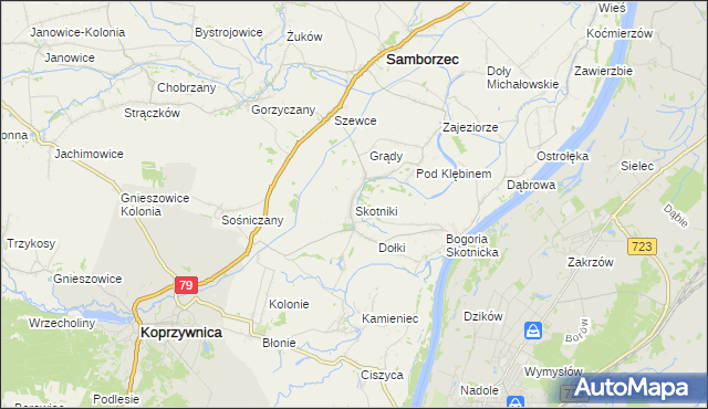 mapa Skotniki gmina Samborzec, Skotniki gmina Samborzec na mapie Targeo