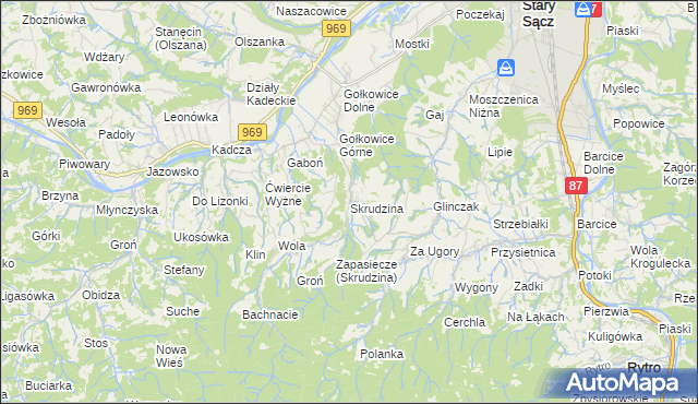 mapa Skrudzina, Skrudzina na mapie Targeo