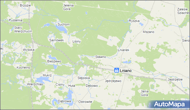 mapa Sławno gmina Cekcyn, Sławno gmina Cekcyn na mapie Targeo