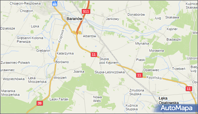 mapa Słupia pod Kępnem, Słupia pod Kępnem na mapie Targeo