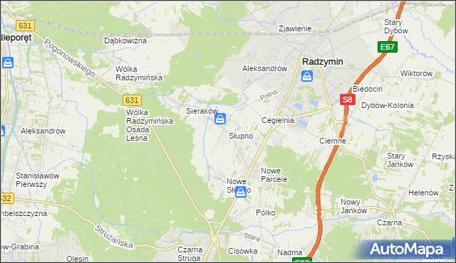 mapa Słupno gmina Radzymin, Słupno gmina Radzymin na mapie Targeo