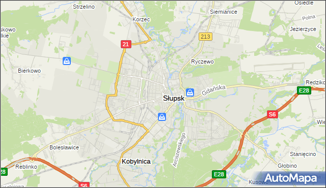 mapa Słupska, Słupsk na mapie Targeo
