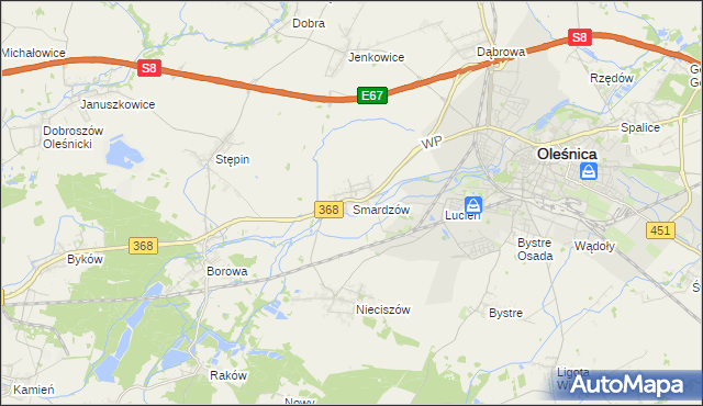 mapa Smardzów gmina Oleśnica, Smardzów gmina Oleśnica na mapie Targeo