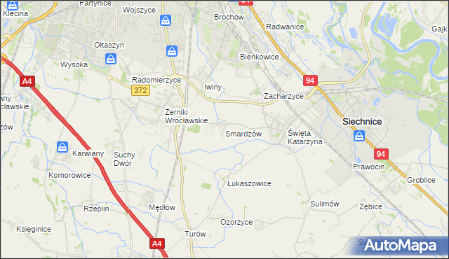 mapa Smardzów gmina Siechnice, Smardzów gmina Siechnice na mapie Targeo