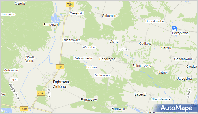 mapa Soborzyce, Soborzyce na mapie Targeo