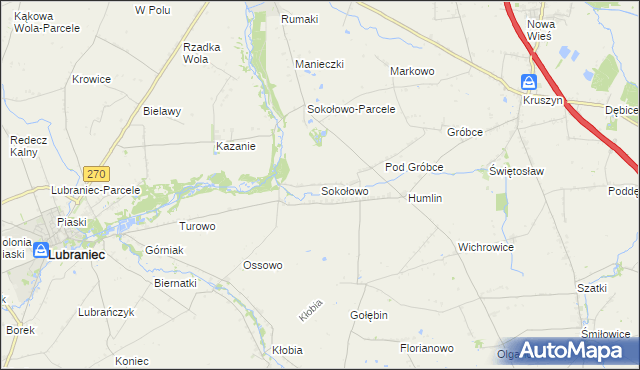 mapa Sokołowo gmina Brześć Kujawski, Sokołowo gmina Brześć Kujawski na mapie Targeo