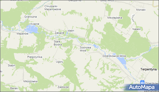 mapa Sosnowa Wola gmina Dzierzkowice, Sosnowa Wola gmina Dzierzkowice na mapie Targeo