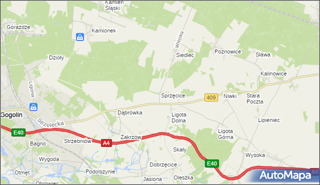 mapa Sprzęcice, Sprzęcice na mapie Targeo