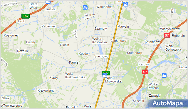 mapa Stachowo gmina Lesznowola, Stachowo gmina Lesznowola na mapie Targeo