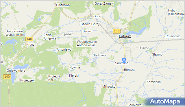 mapa Stajkowo gmina Lubasz, Stajkowo gmina Lubasz na mapie Targeo
