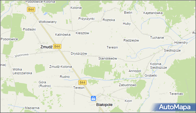 mapa Stanisławów gmina Żmudź, Stanisławów gmina Żmudź na mapie Targeo