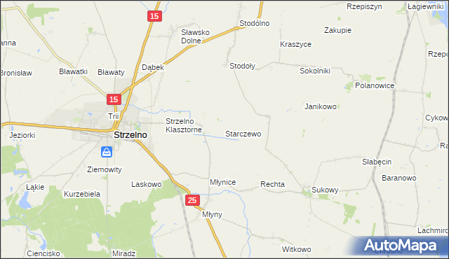 mapa Starczewo gmina Strzelno, Starczewo gmina Strzelno na mapie Targeo