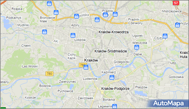mapa Stare Miasto gmina Kraków, Stare Miasto gmina Kraków na mapie Targeo