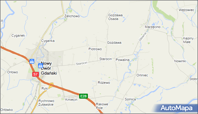 mapa Starocin, Starocin na mapie Targeo