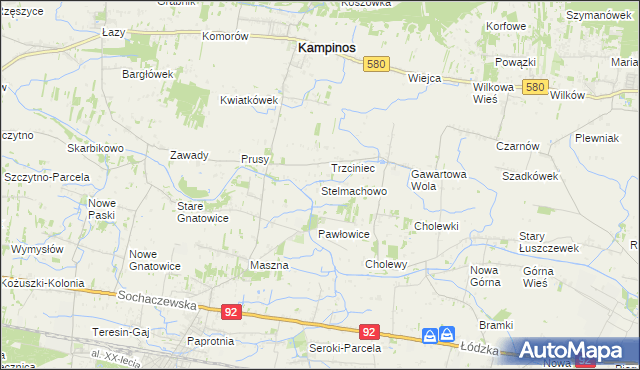 mapa Stelmachowo gmina Leszno, Stelmachowo gmina Leszno na mapie Targeo