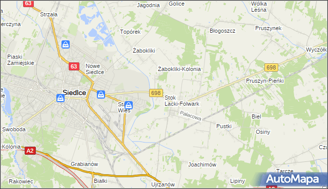 mapa Stok Lacki-Folwark, Stok Lacki-Folwark na mapie Targeo