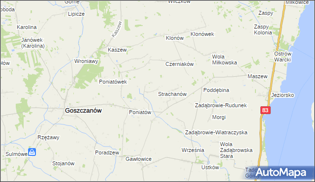 mapa Strachanów, Strachanów na mapie Targeo