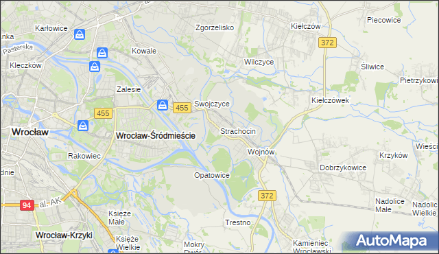 mapa Strachocin gmina Wrocław, Strachocin gmina Wrocław na mapie Targeo