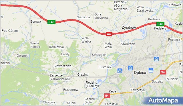 mapa Straszęcin, Straszęcin na mapie Targeo