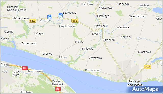 mapa Stróżewo gmina Dobrzyń nad Wisłą, Stróżewo gmina Dobrzyń nad Wisłą na mapie Targeo