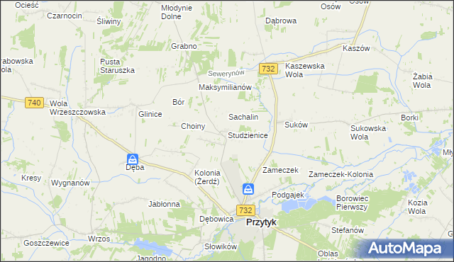 mapa Studzienice gmina Przytyk, Studzienice gmina Przytyk na mapie Targeo