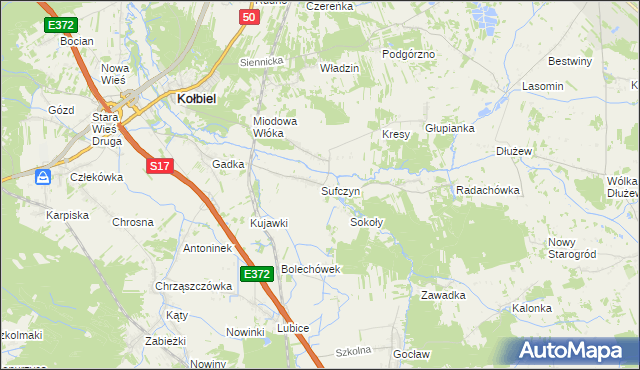 mapa Sufczyn gmina Kołbiel, Sufczyn gmina Kołbiel na mapie Targeo