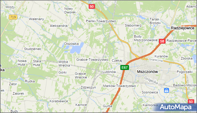 mapa Świnice gmina Mszczonów, Świnice gmina Mszczonów na mapie Targeo