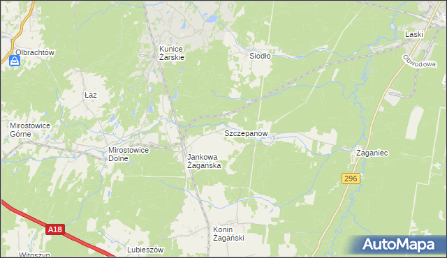 mapa Szczepanów gmina Iłowa, Szczepanów gmina Iłowa na mapie Targeo