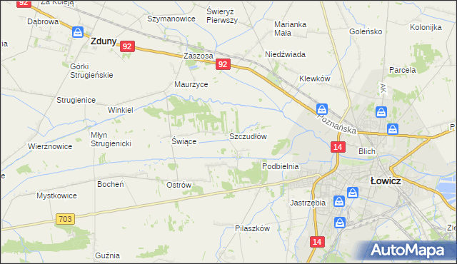 mapa Szczudłów, Szczudłów na mapie Targeo