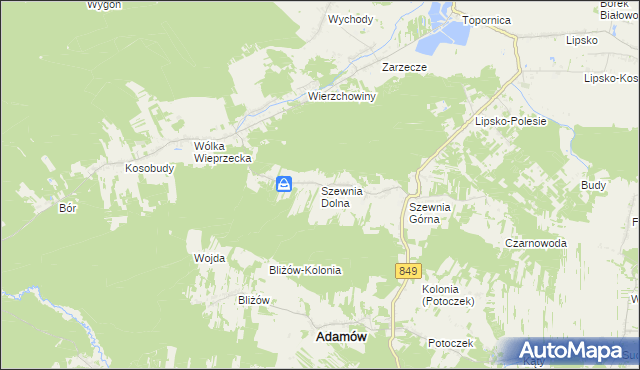 mapa Szewnia Dolna, Szewnia Dolna na mapie Targeo