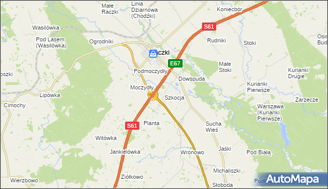 mapa Szkocja gmina Raczki, Szkocja gmina Raczki na mapie Targeo