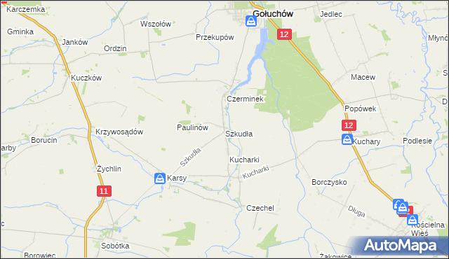 mapa Szkudła, Szkudła na mapie Targeo