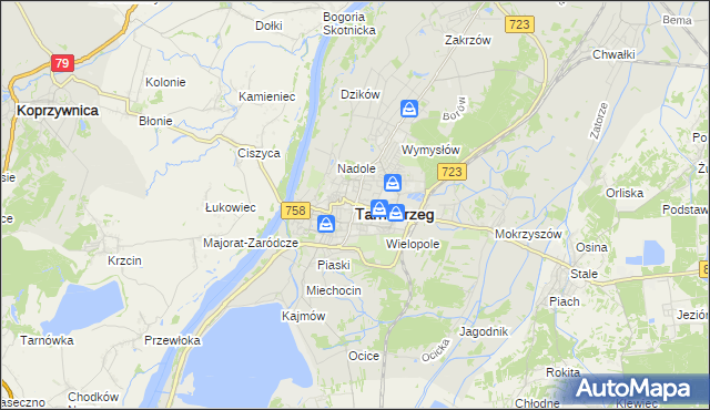 mapa Tarnobrzegu, Tarnobrzeg na mapie Targeo
