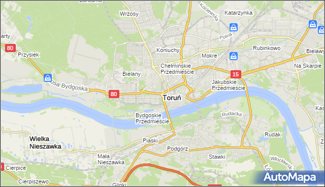 mapa Torunia, Toruń na mapie Targeo