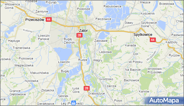mapa Trzebieńczyce, Trzebieńczyce na mapie Targeo