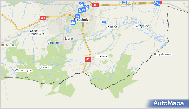 mapa Trzebina gmina Lubrza, Trzebina gmina Lubrza na mapie Targeo