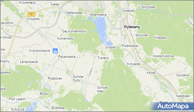 mapa Tuklęcz, Tuklęcz na mapie Targeo