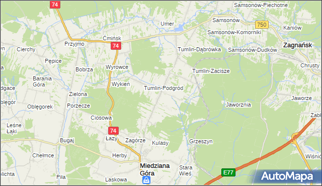 mapa Tumlin-Wykień, Tumlin-Wykień na mapie Targeo