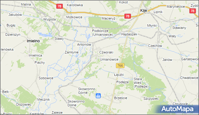 mapa Umianowice, Umianowice na mapie Targeo
