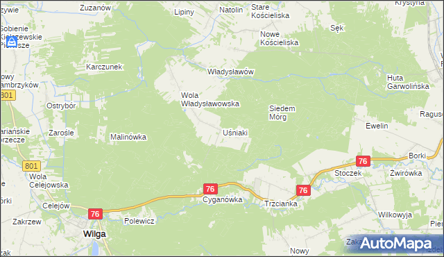 mapa Uśniaki, Uśniaki na mapie Targeo
