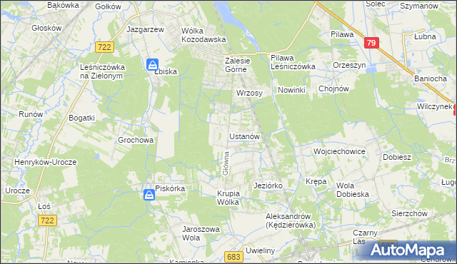 mapa Ustanów, Ustanów na mapie Targeo