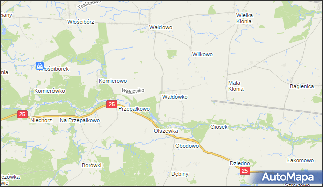 mapa Wałdówko gmina Sępólno Krajeńskie, Wałdówko gmina Sępólno Krajeńskie na mapie Targeo