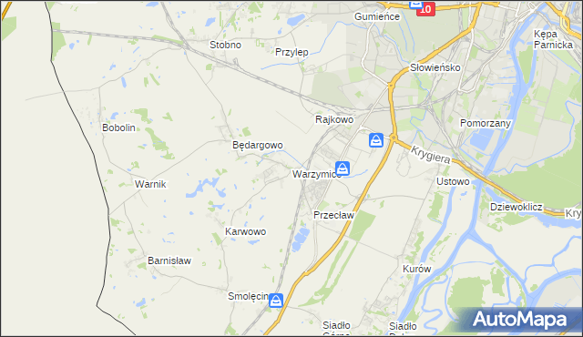 mapa Warzymice, Warzymice na mapie Targeo