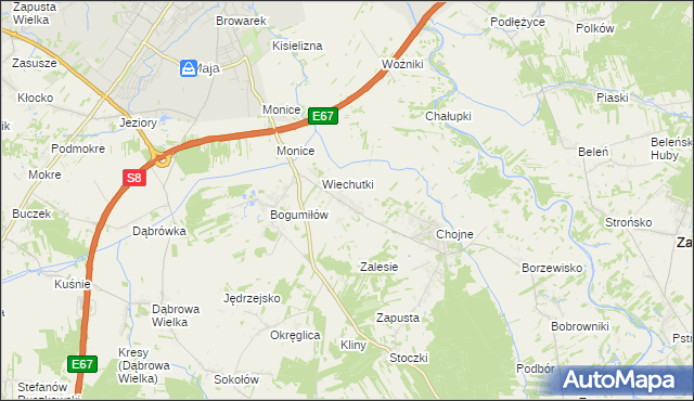 mapa Wiechucice, Wiechucice na mapie Targeo