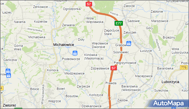 mapa Więcławice Stare, Więcławice Stare na mapie Targeo