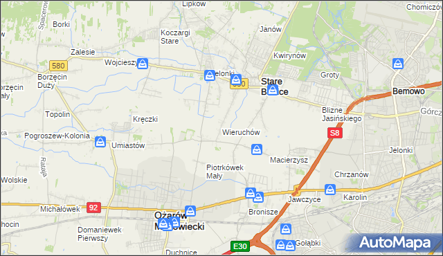 mapa Wieruchów, Wieruchów na mapie Targeo