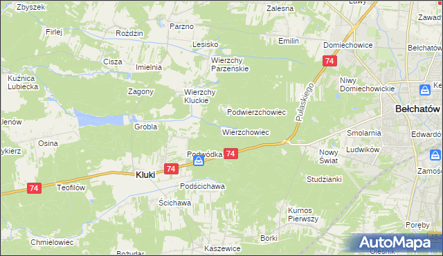 mapa Wierzchowiec, Wierzchowiec na mapie Targeo