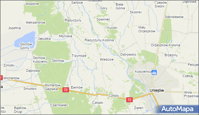 mapa Wieścice, Wieścice na mapie Targeo