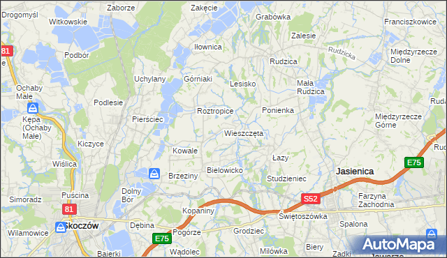 mapa Wieszczęta, Wieszczęta na mapie Targeo